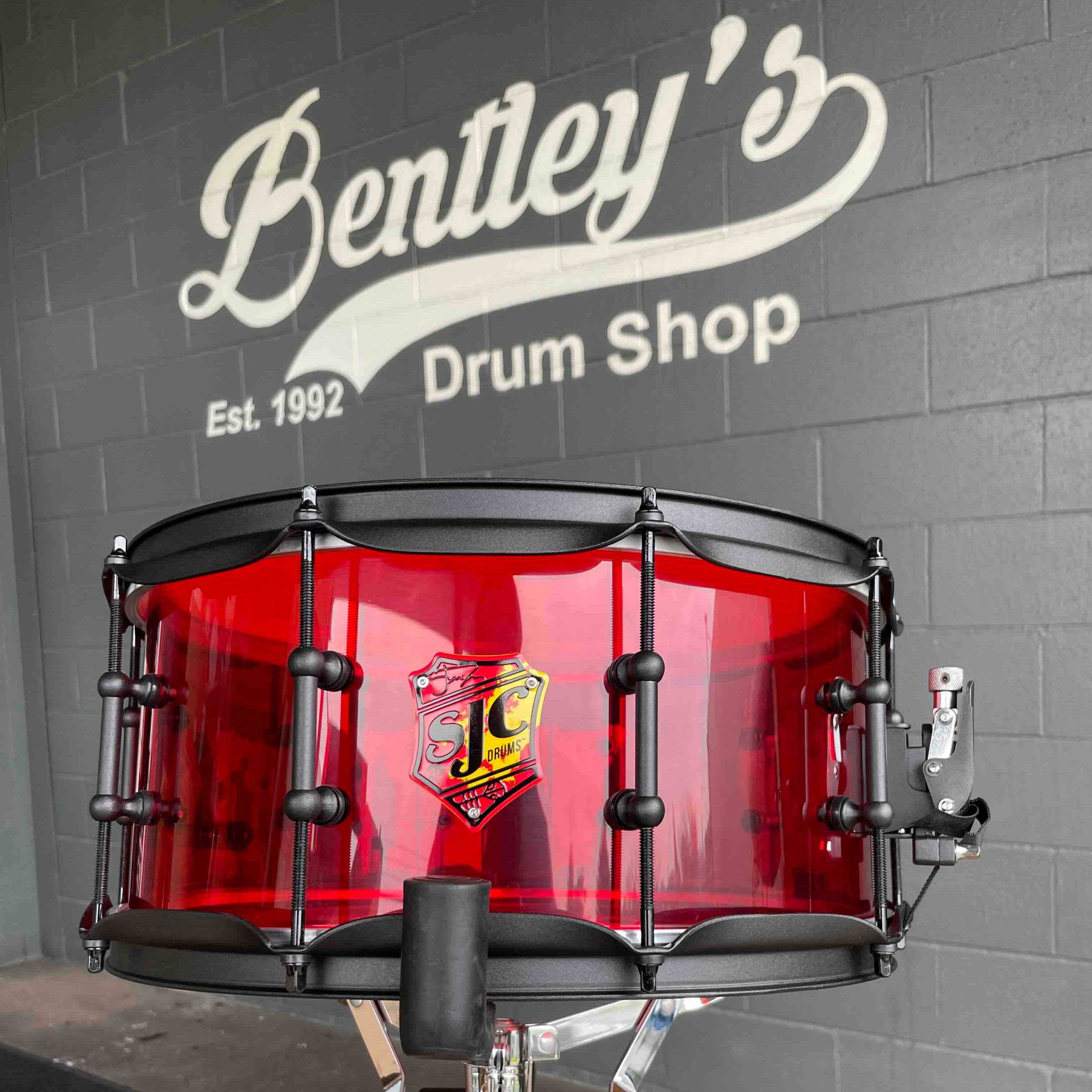 SJC Josh Dun Signature 'Torch' 6.5x14 Red Acrylic Snare Drum w/ Matte Black Hardware *IN STOCK*